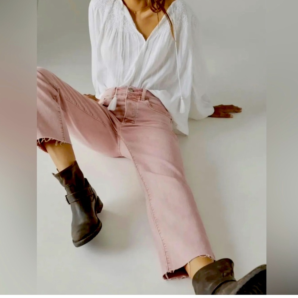 Lucky Brand Women's 8/29 Pink Jean's 90's Loose High Rise Crop